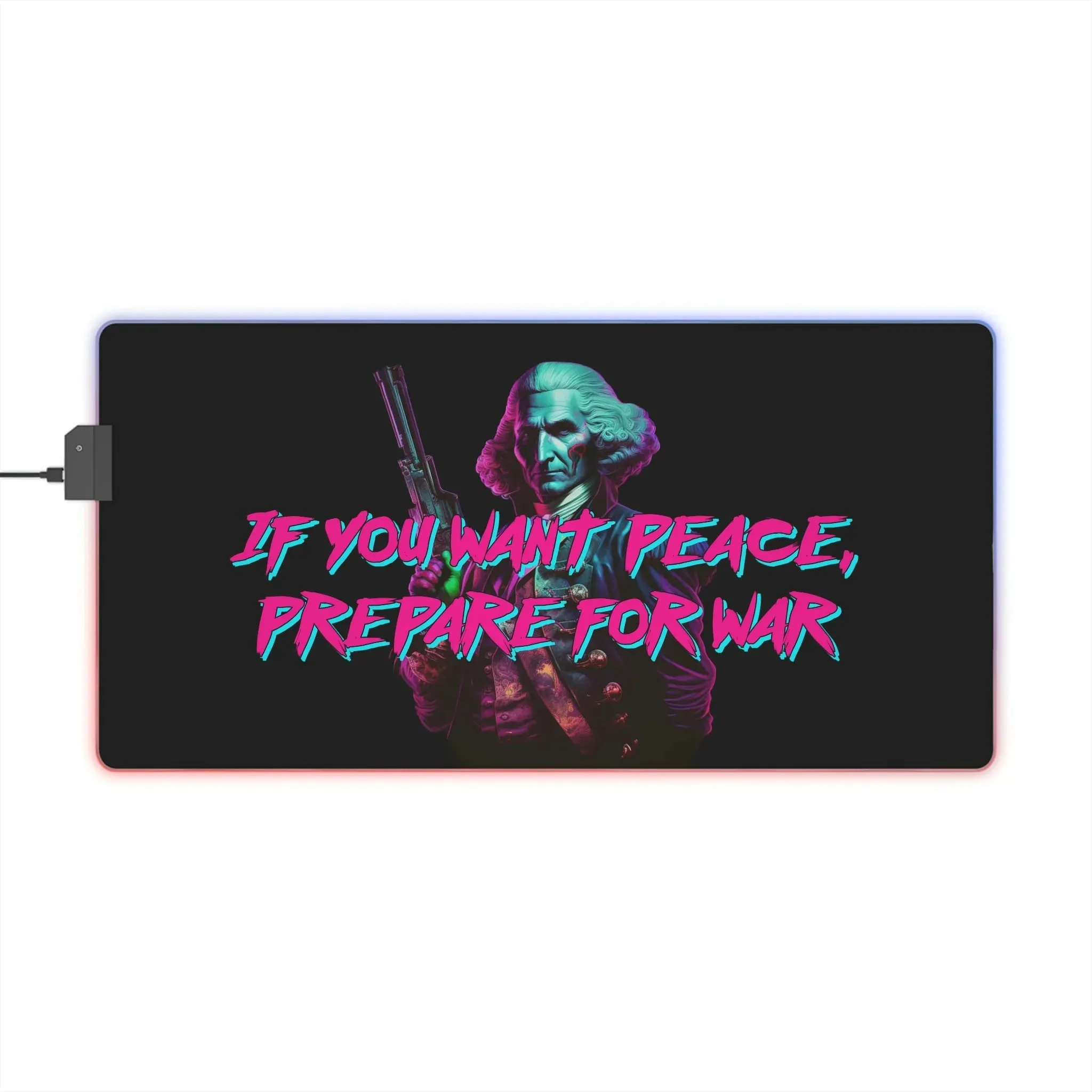 George Washington "Warrior" Synthwave LED Gaming Mouse Pad