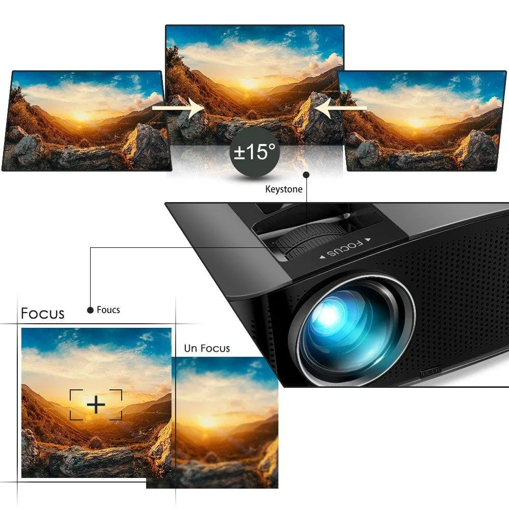 GooDee YG600 1080P LCD Home Theater Projector | 230" Max screen Display | HI-FI Stereo with SRS sound system