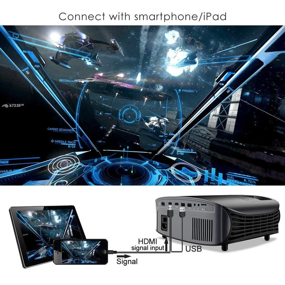 GooDee YG600 1080P LCD Home Theater Projector | 230" Max screen Display | HI-FI Stereo with SRS sound system