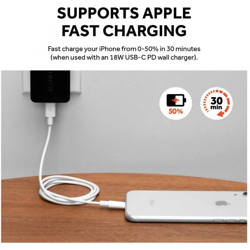 Griffin Charge/Sync USB-C to Lightning Cable 1.2m/4ft long -  White