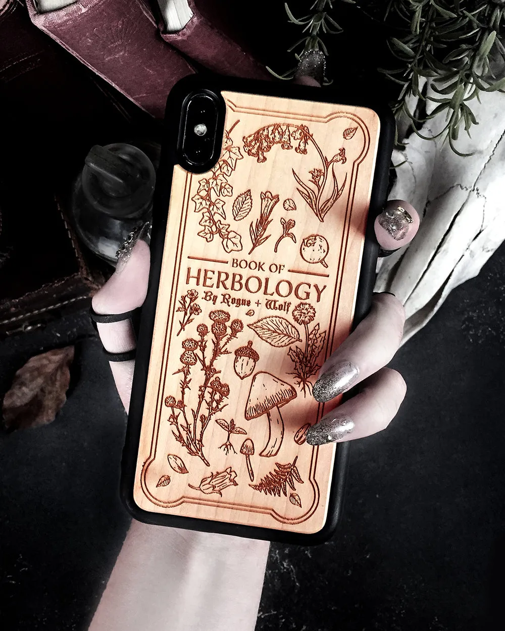 Herbology - Engraved White Maple Wood Phone Case