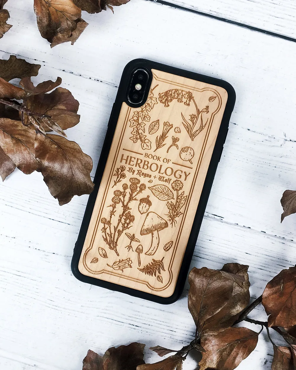 Herbology - Engraved White Maple Wood Phone Case