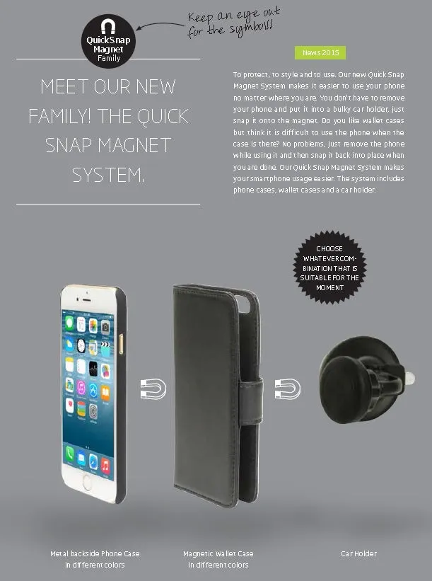 Holdit Style Phone Case for iPhone 5/5S/5SE - Quick Snap Magnet System