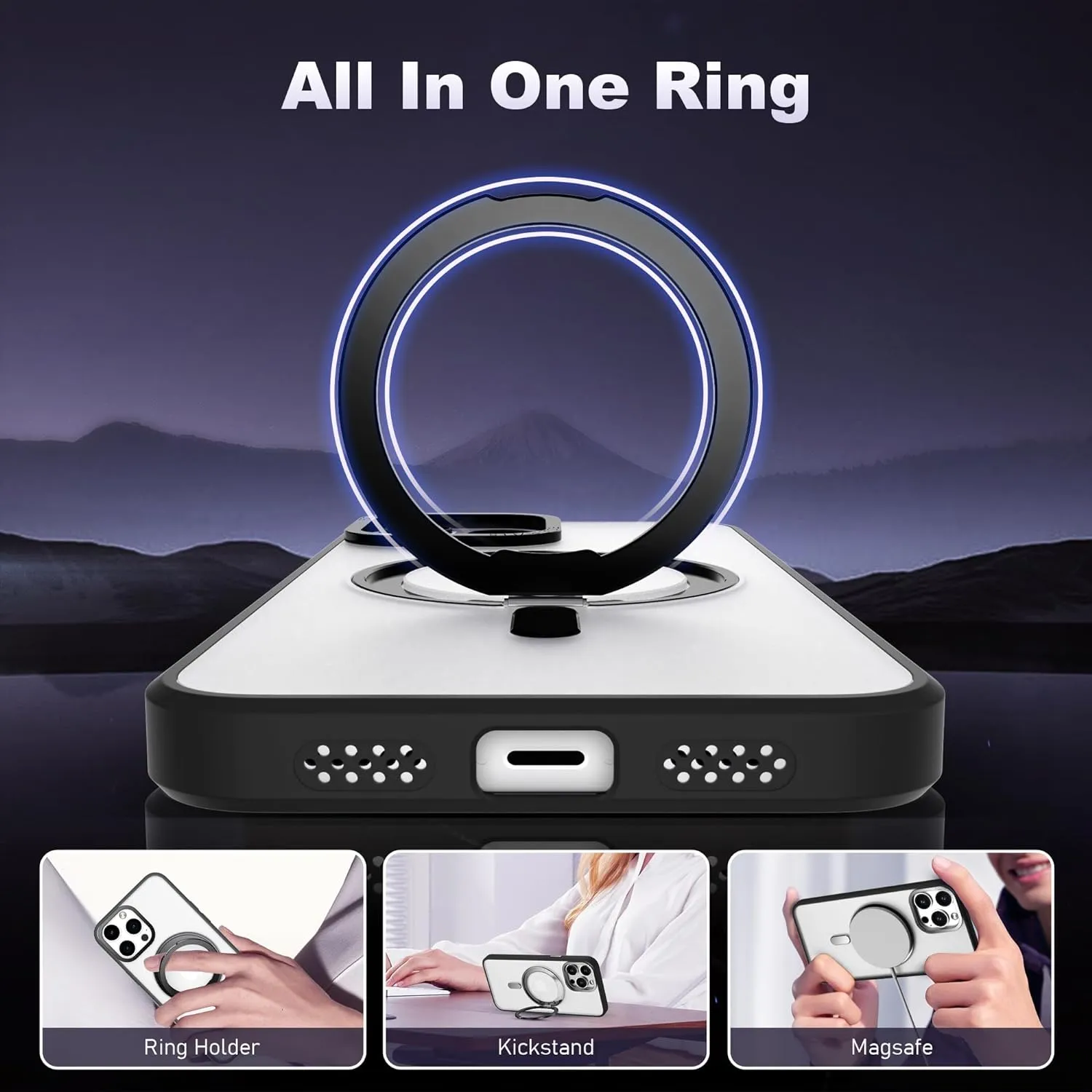 iPhone 13 Case with 360°Rotatable Magnetic Ring Stand