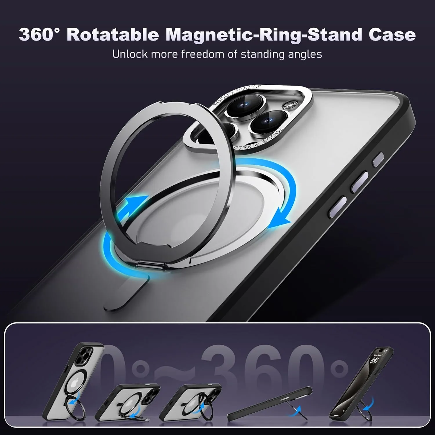 iPhone 13 Case with 360°Rotatable Magnetic Ring Stand