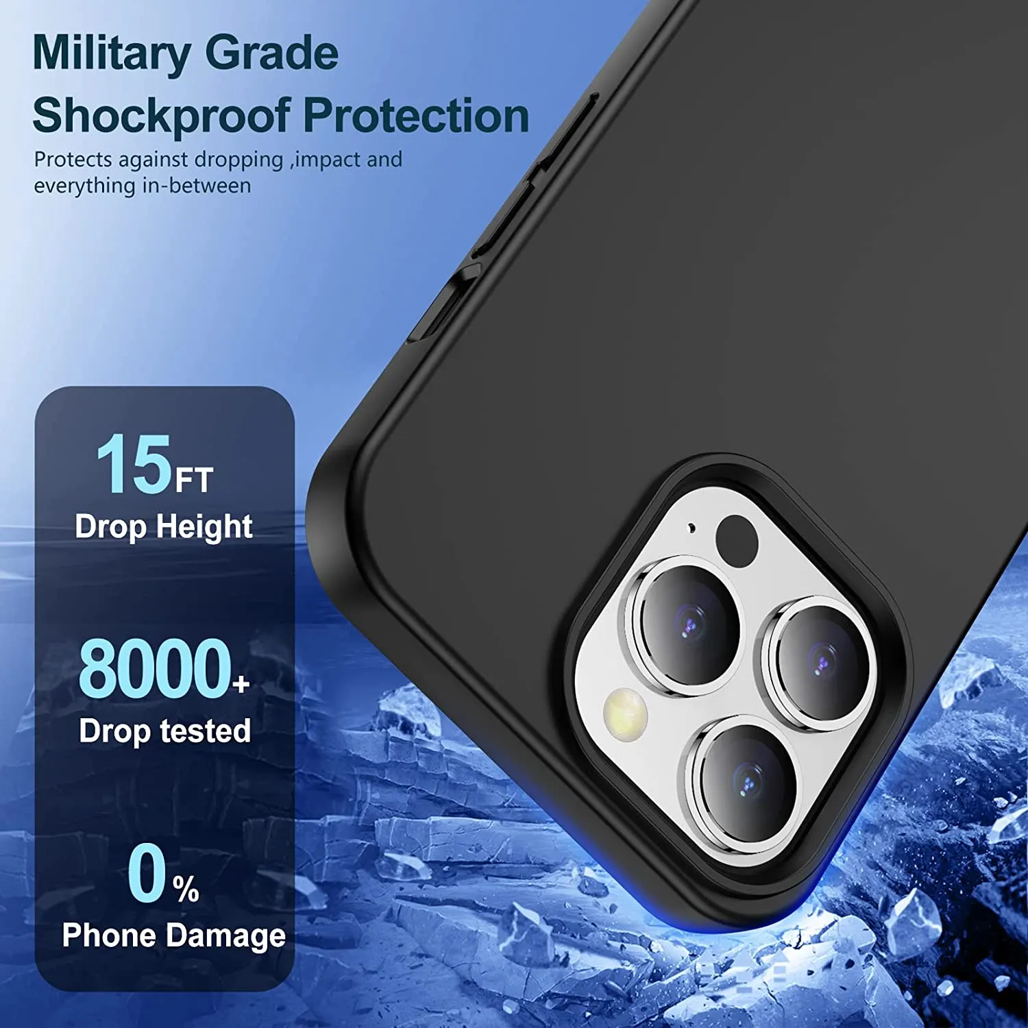 iPhone 14 Pro Case Liquid Silicone Drop Rubber Phone Case Black