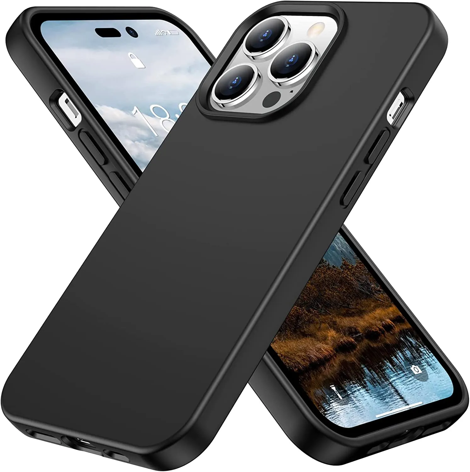 iPhone 14 Pro Case Liquid Silicone Drop Rubber Phone Case Black