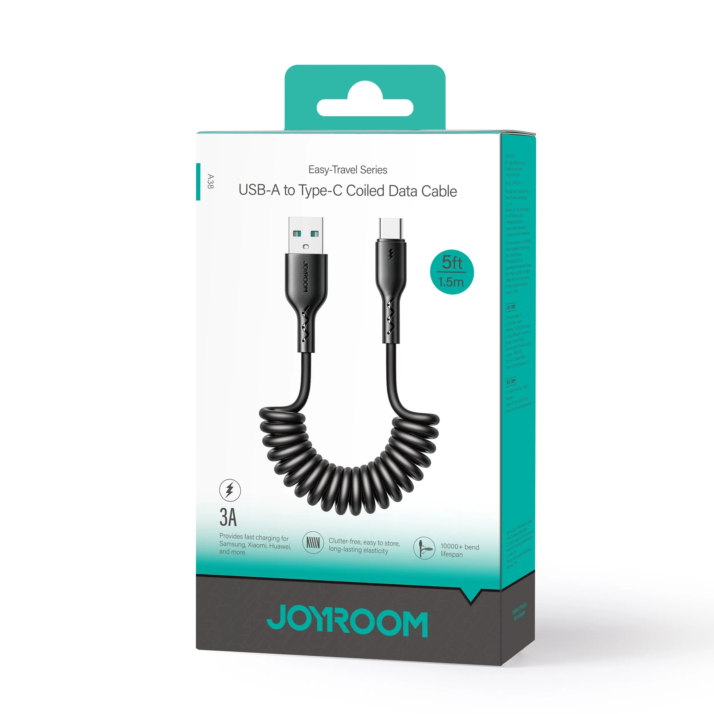 Joyroom SA38-AC3 | USB to Type-C Coiled Mobile Cable | Fast Charge PD