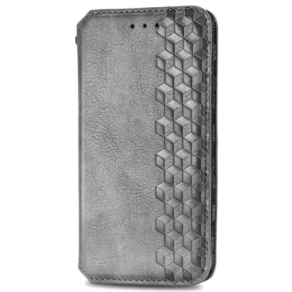 Leather case with a stylish rhombus imprint for Xiaomi 12 Pro - Grey