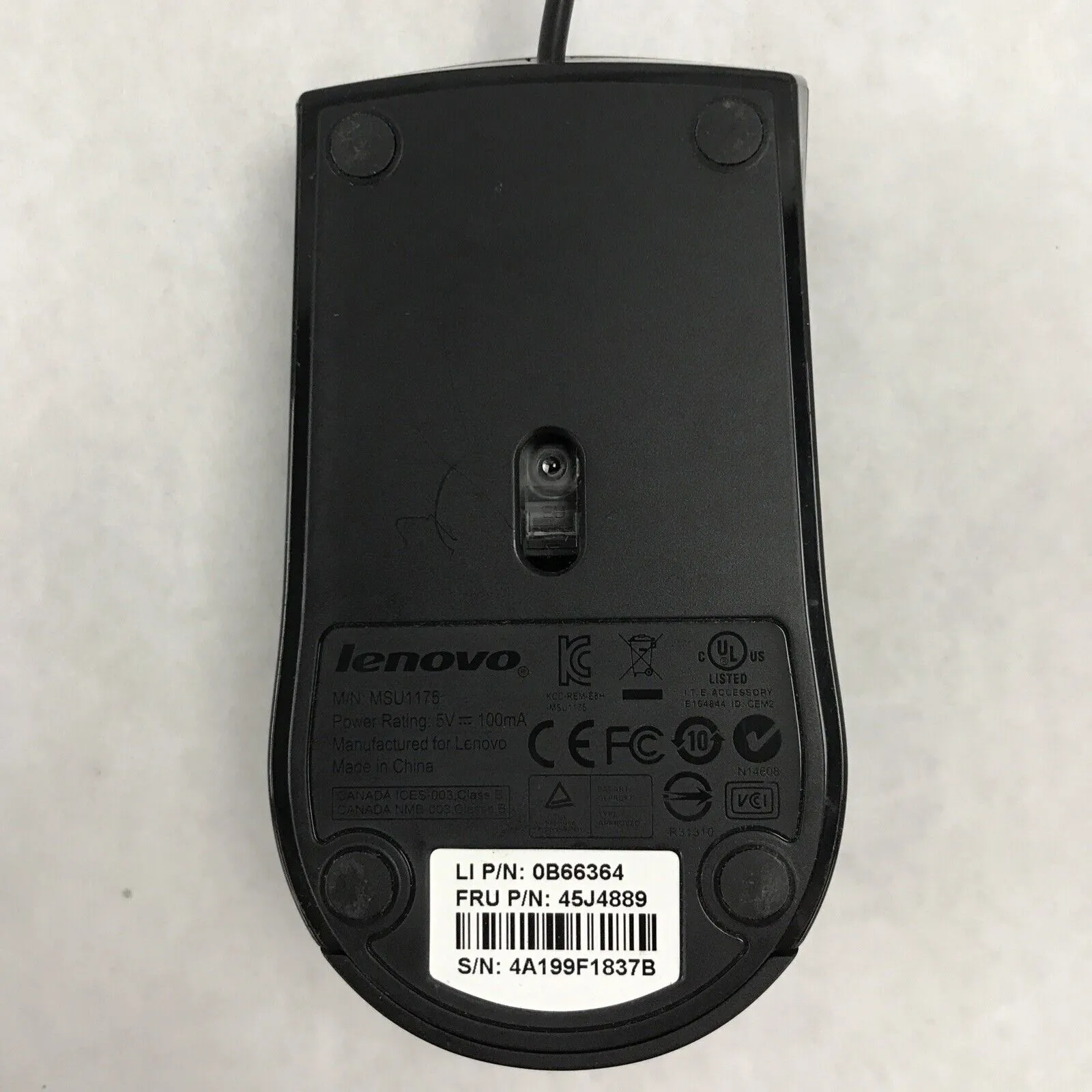 Lenovo MSU1175 Optical Scroll 2 Button Mouse 45J4889