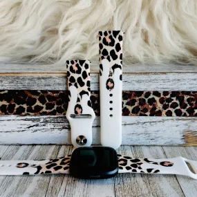 Leopard Drip White Print Silicone Band For Fitbit Versa 1/2