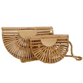 Luxury Women’s Bamboo Woven Semicircle Shoulder Bag