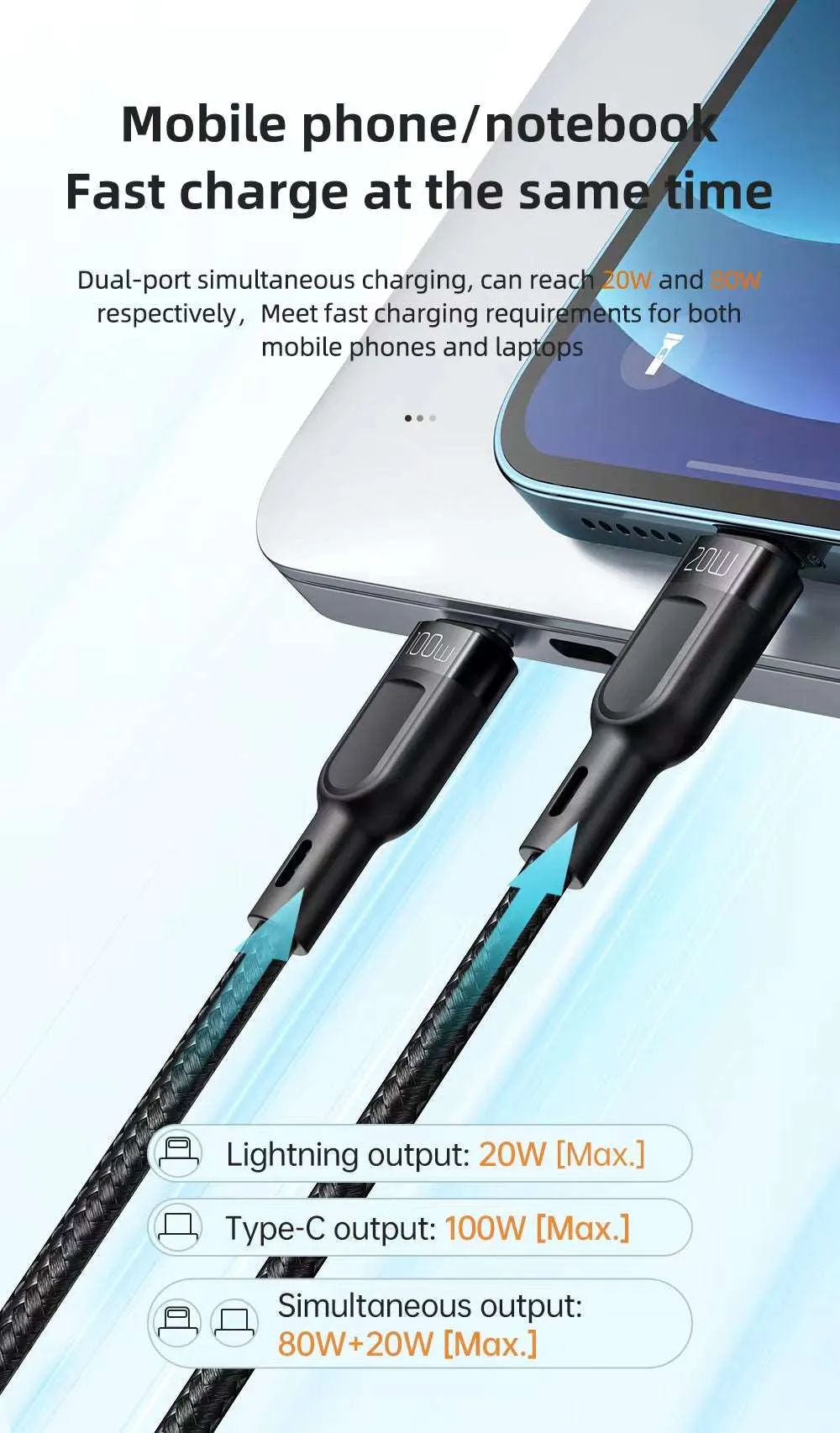 Mcdodo CA-878 | Type-C to Type-C & Lightning Mobile Cable | 2-in-1 Cable