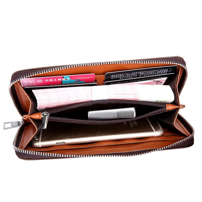 Men Fashion New Faux Leather Business Clutches Bag Phone Wallet