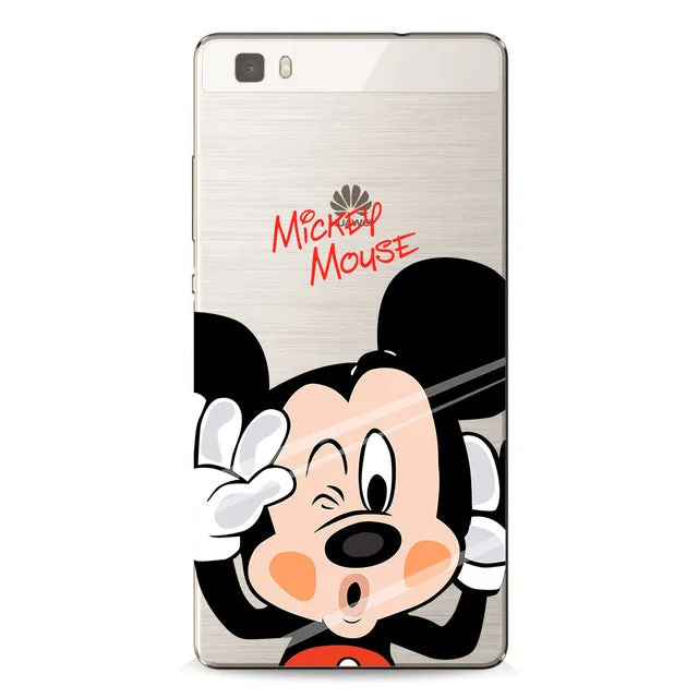 Mickey Minnie Case Ultra Thin Soft Silicon Transparent TPU Cover Coque For Huawei P8 Lite 2017 P9 P9 lite P10 Cases Fundas Capa