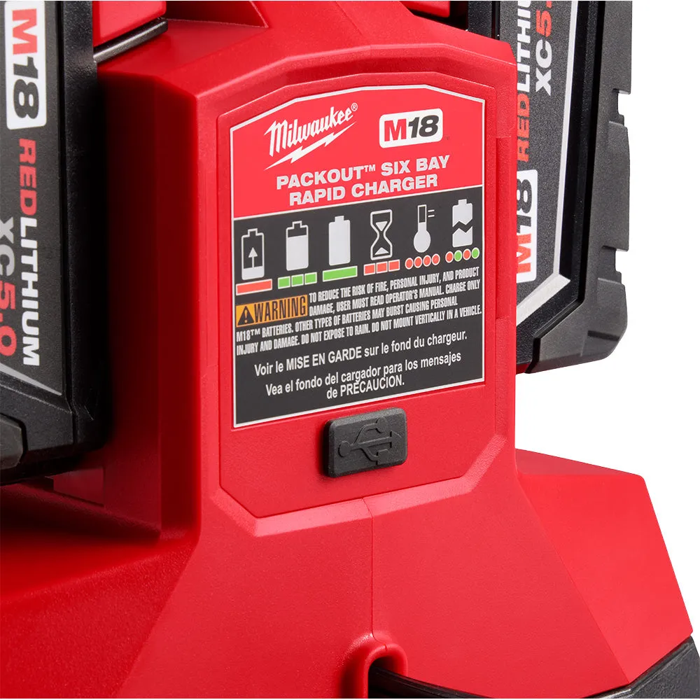 Milwaukee 48-59-1809 M18 PACKOUT Six Bay Rapid Charger