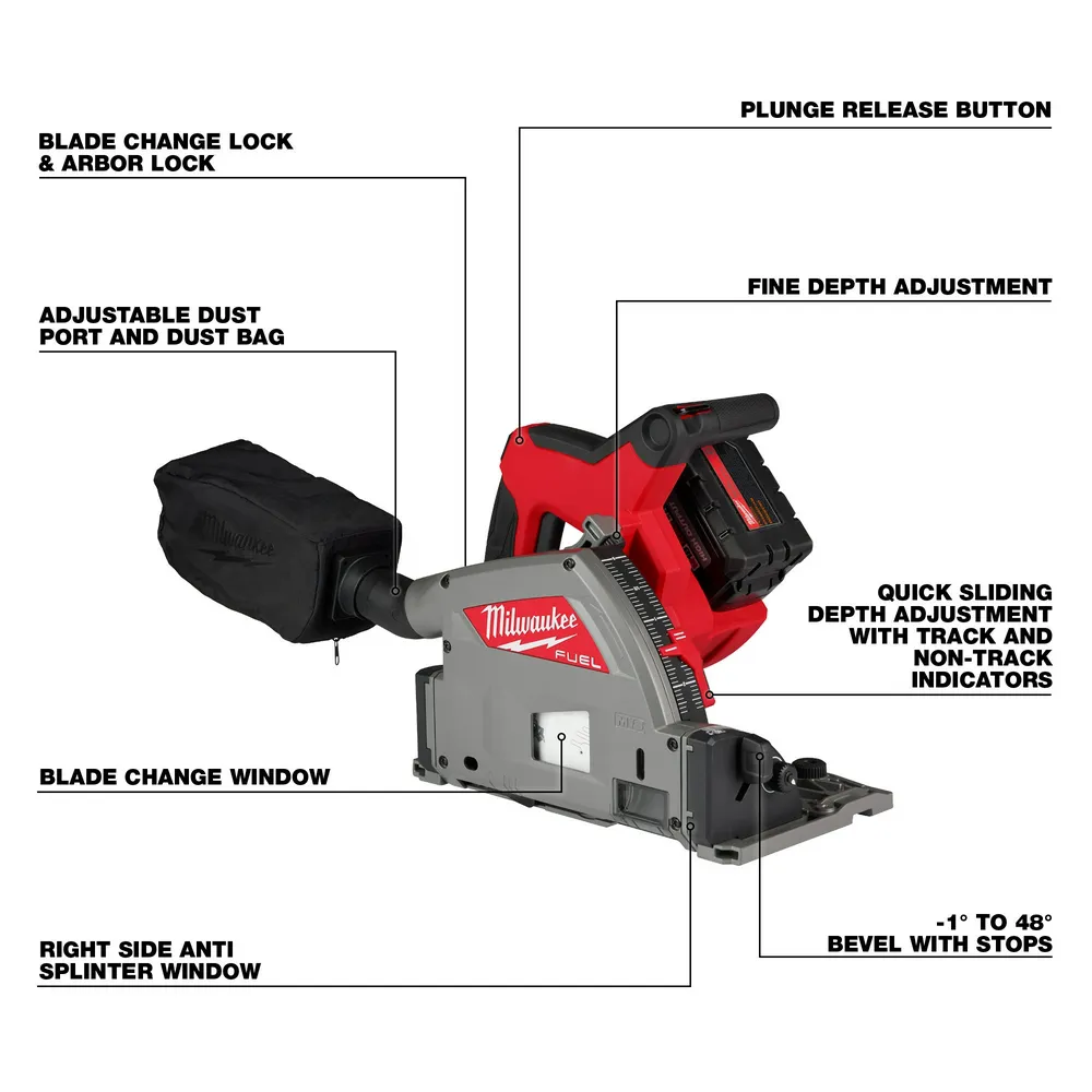 Milwaukee M18 Fuel 6-1/2" Plunge Track Saw Kit