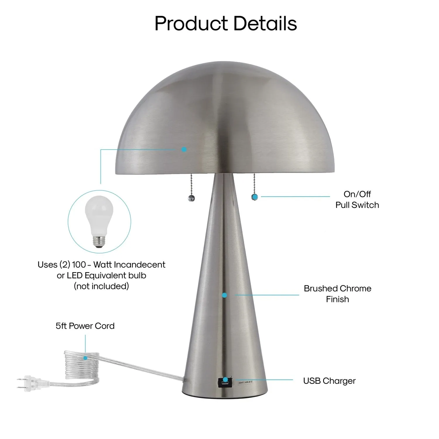 Neveah Table Lamp with USB Port