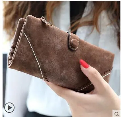 Nubuck Leather Women Wallets Female Fashion Zipper Small Wallet Women Short Coin Purse Holders Retro Wallet and Purses portfolio