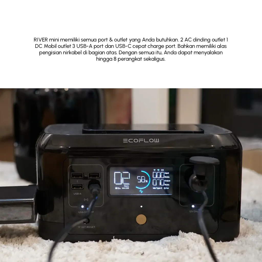 POWER STATION PORTABLE ECOFLOW RIVER MINI 210Wh WIRELESS CHARGING