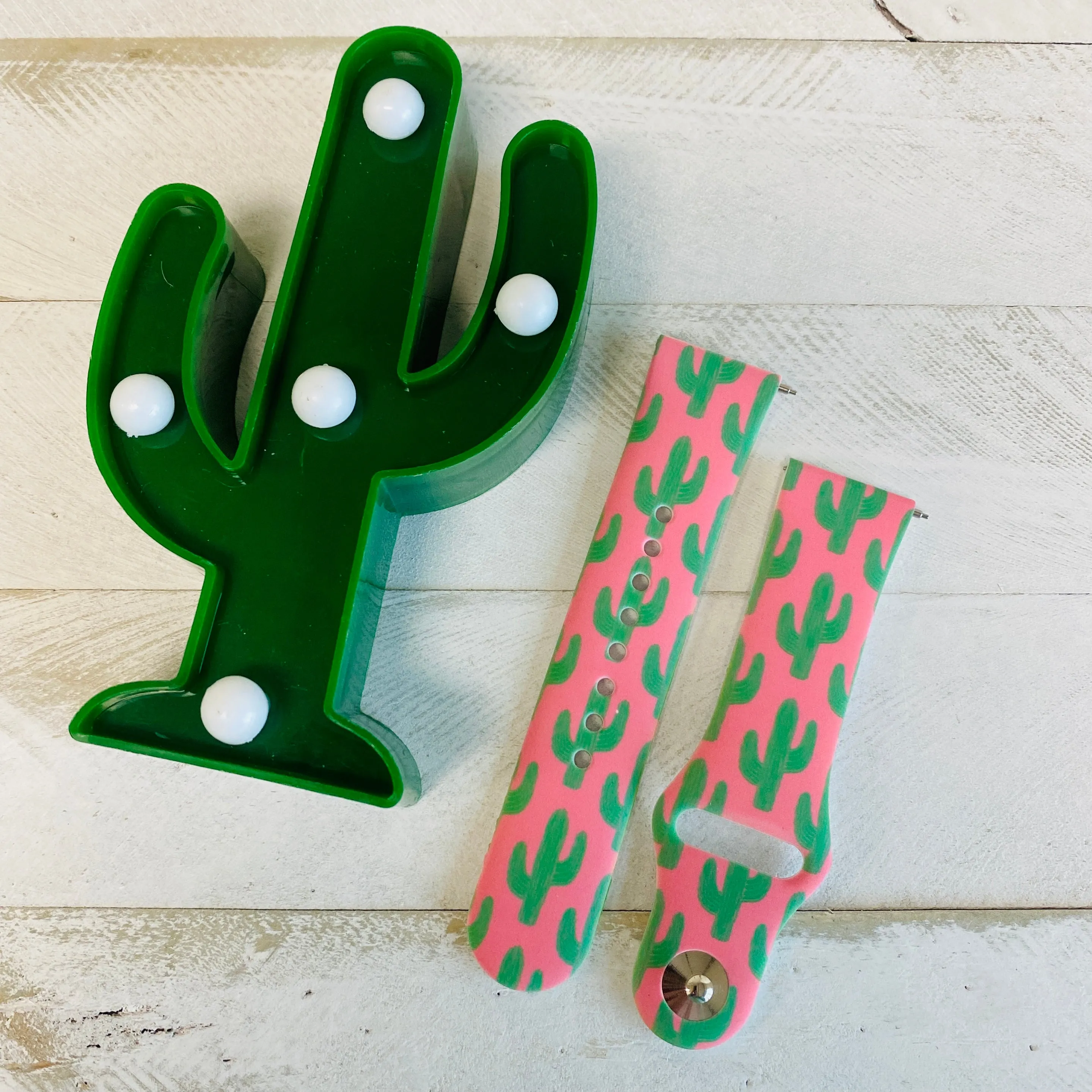 Pretty In Pink Cactus Print Silicone Band For Fitbit Versa 1/2