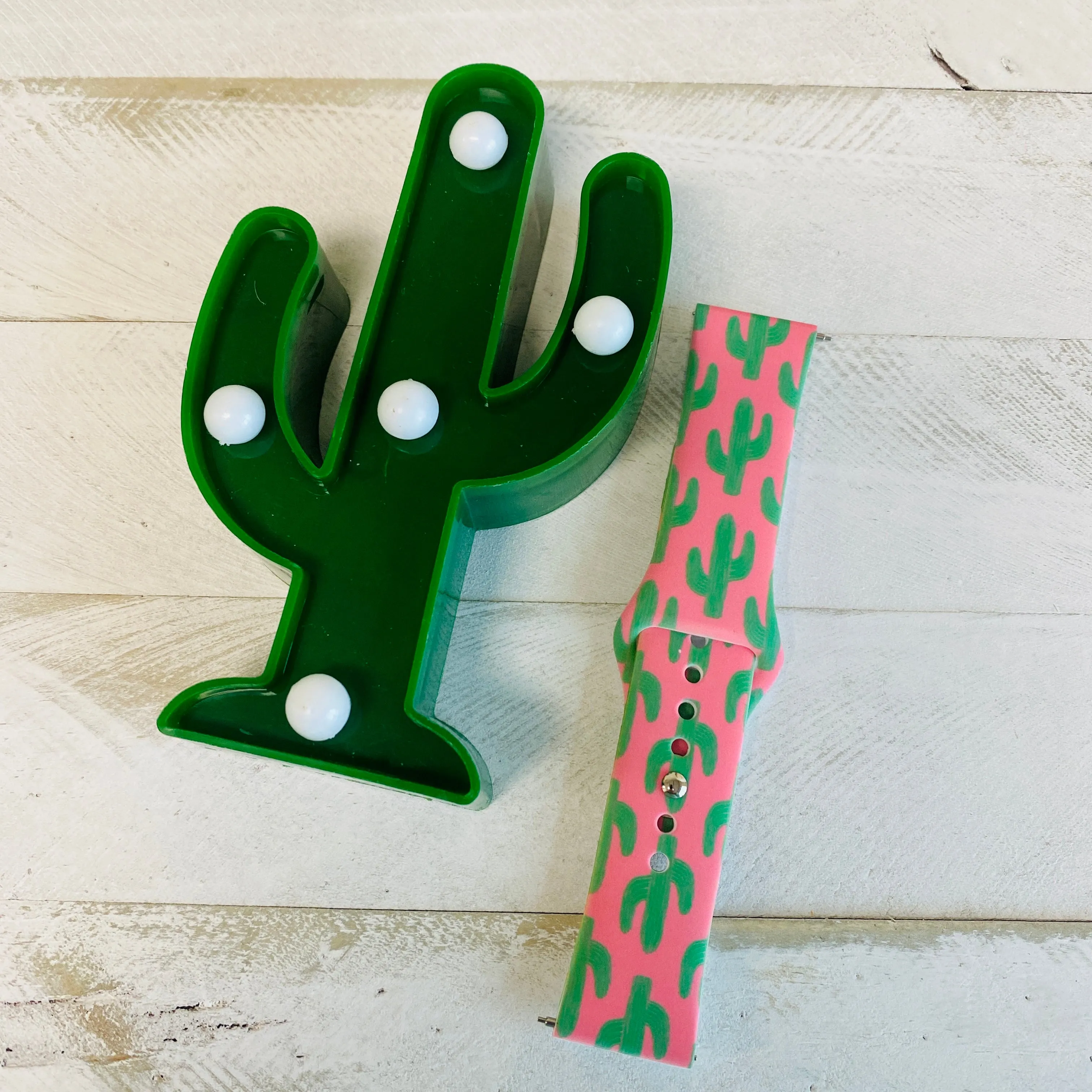 Pretty In Pink Cactus Print Silicone Band For Fitbit Versa 1/2