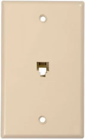 RCA TP247N Phone Jack Wall Plate, Flush Mounted, Almond