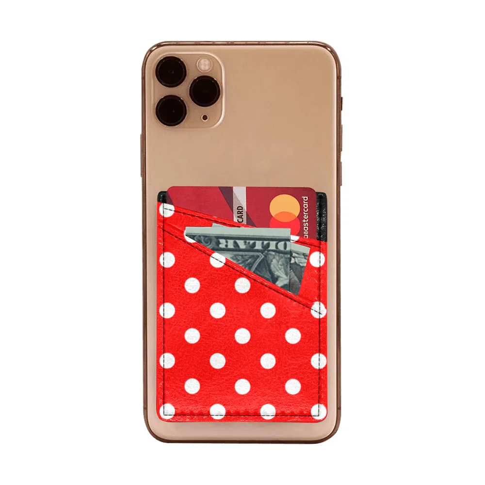 Red With White Polka Dots Cell Phone Card Holder