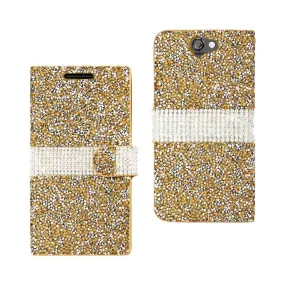 Reiko Bling Diamond Flip Case HTC One A9 Gold