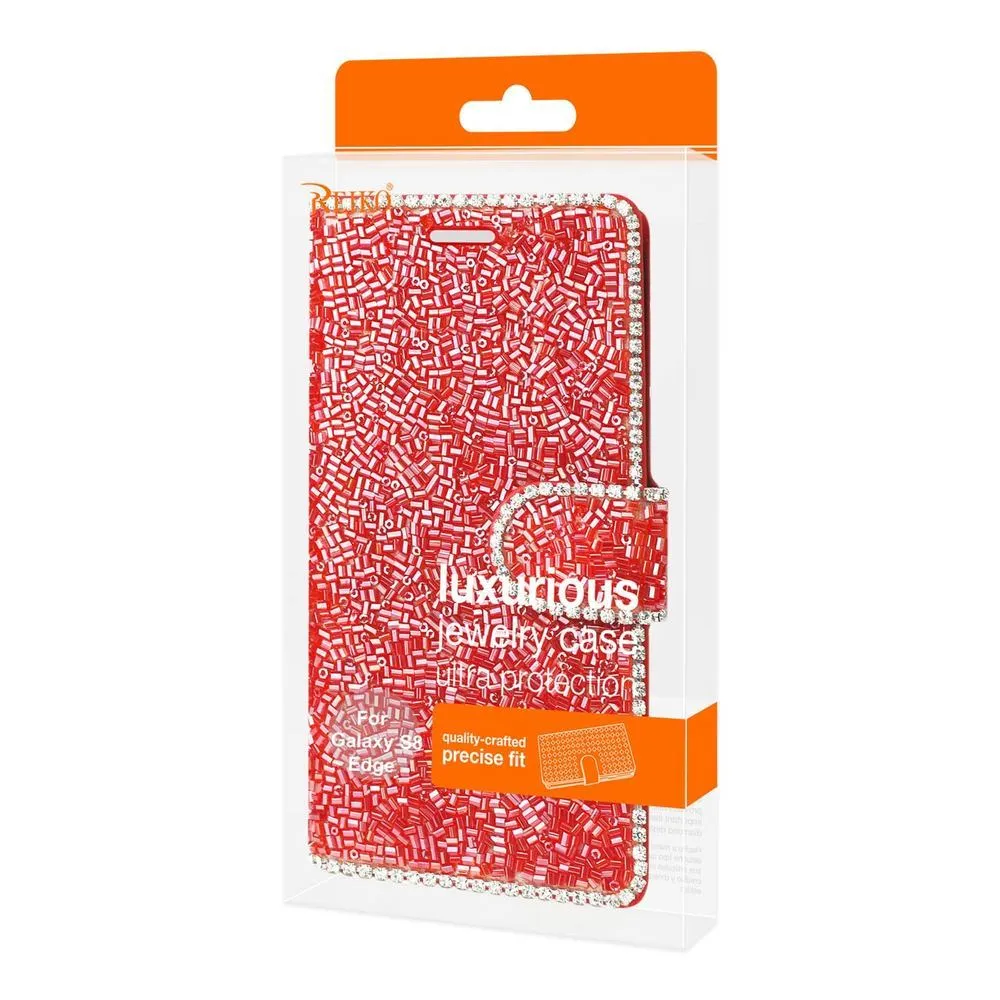 Reiko REIKO SAMSUNG GALAXY S8 EDGE/ S8 PLUS BEAD DIAMOND WALLET CASE IN RED