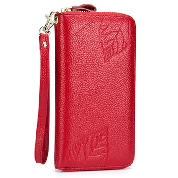 RFID Genuine Leather 6inch Phone Bag High Capacity Long Wallet Clutch Purse For Women