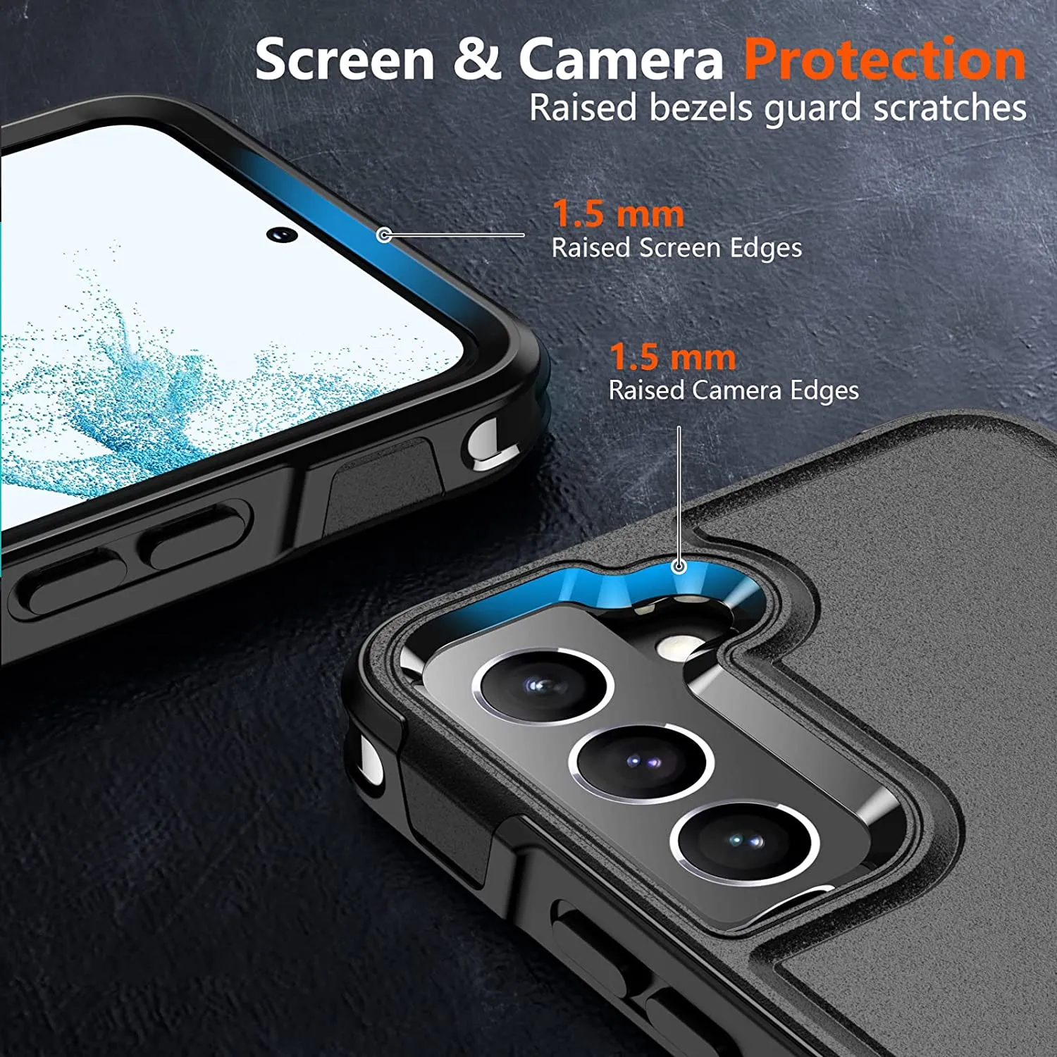 Samsung Galaxy S22 Case Glass Protector Shockproof Case Black