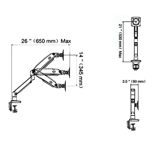 Single Monitor Gas Spring Aluminium Desktop Mount -  SH F100A (Fits Most 22" ~ 35")