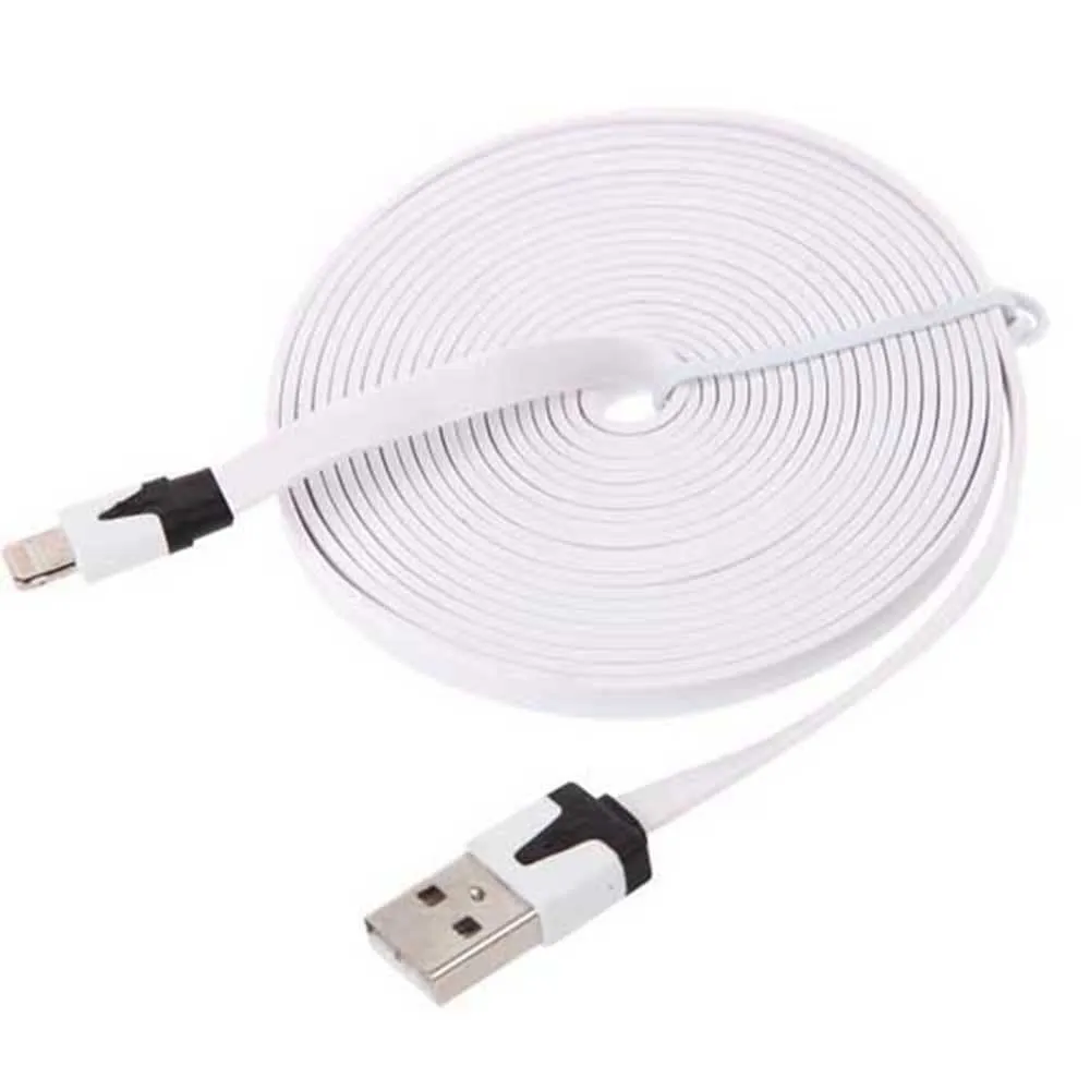 SmarTek - 6 Foot Lightning Charge and Sync "Flat Noodle" Cable USB Tangle Free