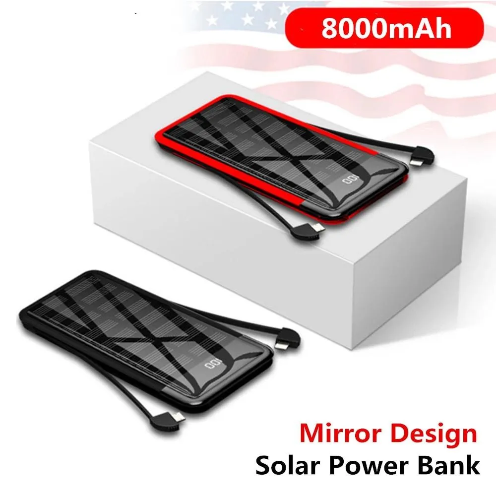 Solar Mini Power Bank 8000mAh2.4A Quick Charge