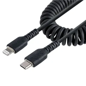 Startech.Com 1M (3Ft) Usb C To Lightning Cable, Mfi Certified, Coiled Iphone Charger Cable, Black, Durable And Flexible