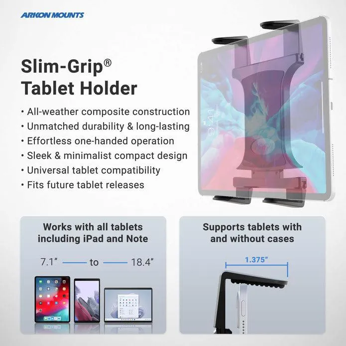 TW Broadcaster Slim-Grip® Tablet and RoadVise® Tripod Mount Holder for Streaming Live Video