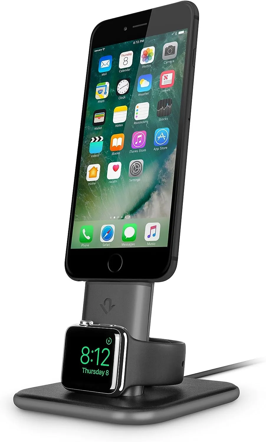 Twelve South 12-1634 HiRise Duet Dual Charging Stand for iPhone and Apple Watch Black