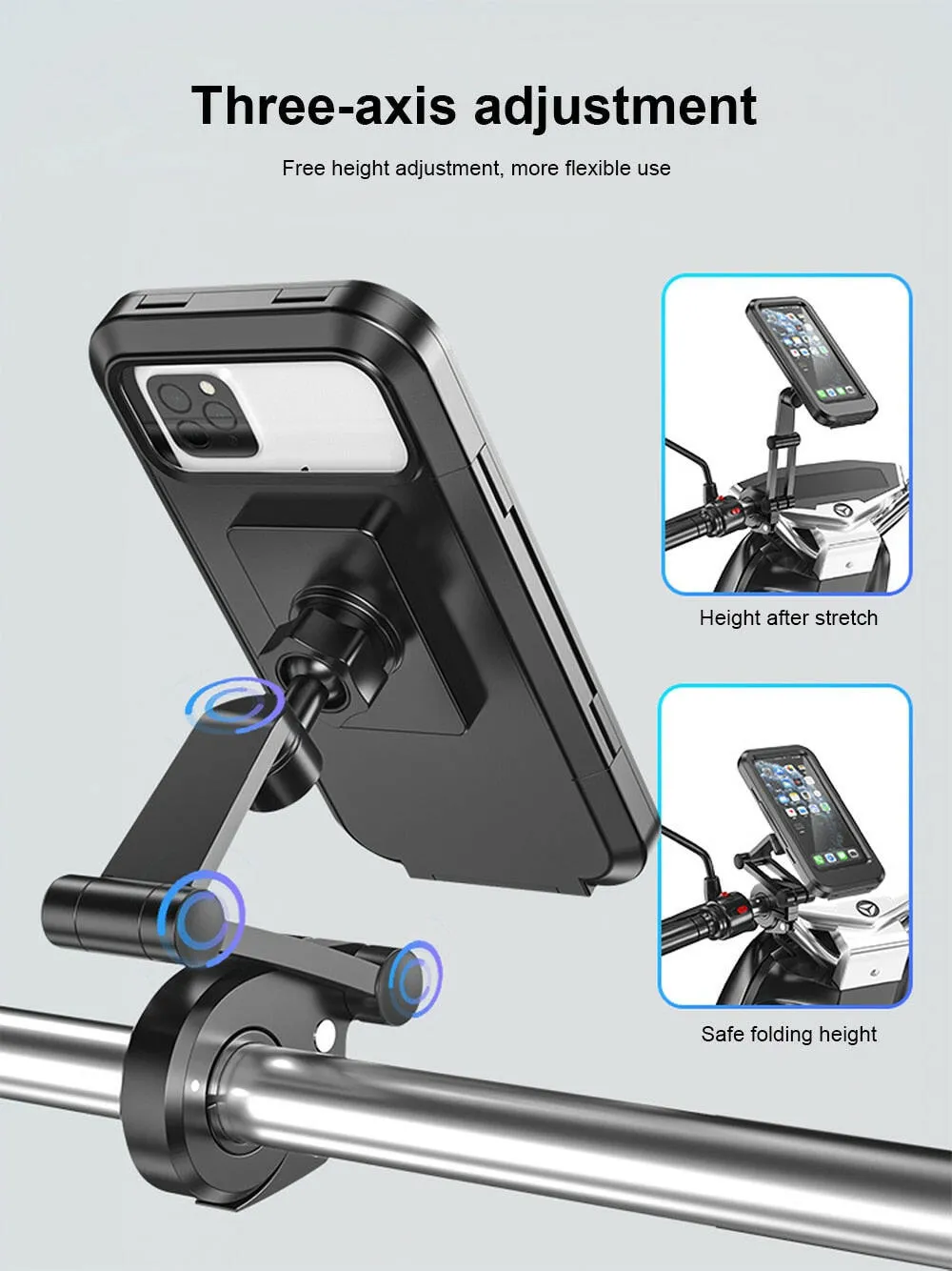 Waterproof Bicycle Mobile Phone Holder Support Universal Motorcycle GPS 360°Swivel Adjustable Bike Cellphone Holder