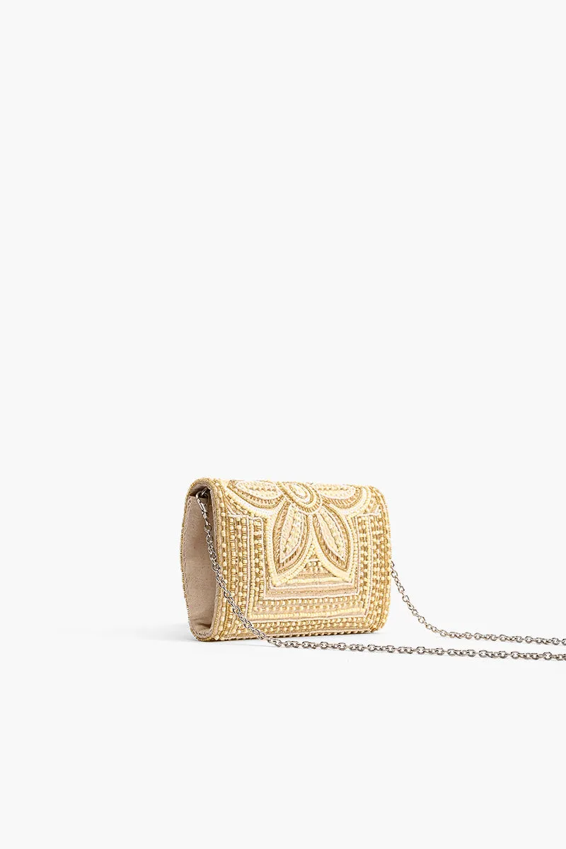 Whisper White Embellished Clutch