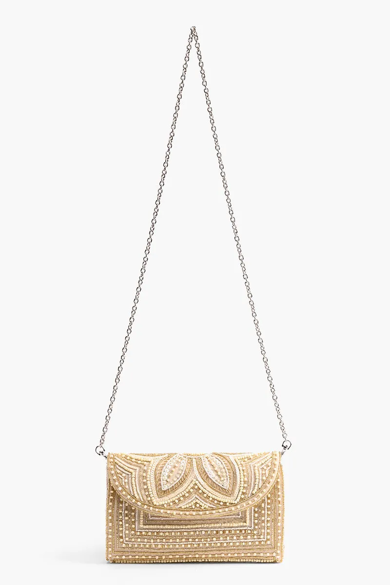 Whisper White Embellished Clutch