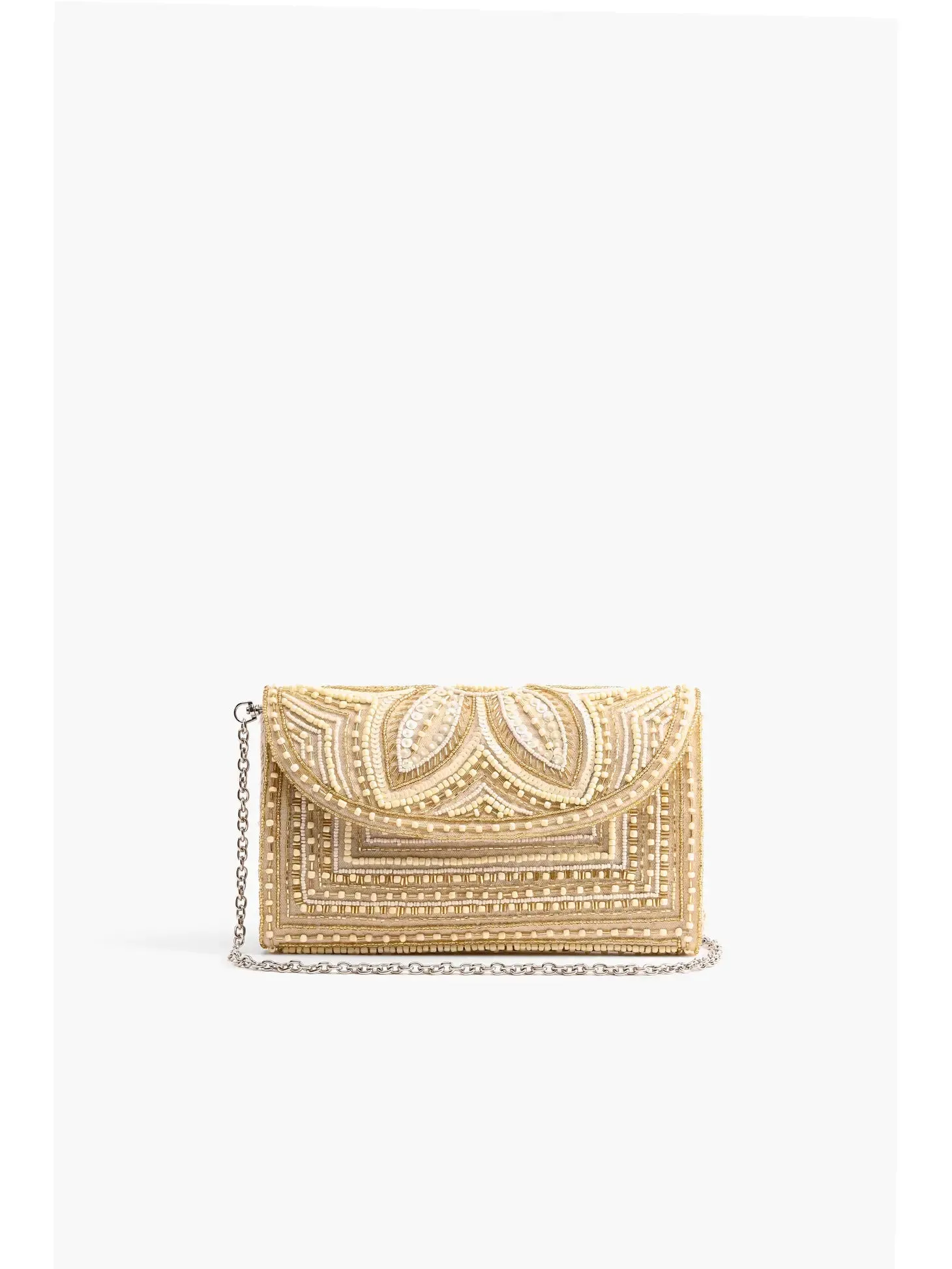 Whisper White Embellished Clutch