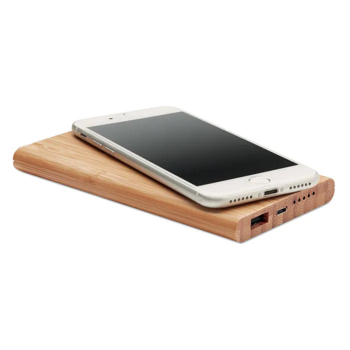 Wireless Power Bank In Bamboo | ARENA - MO9662