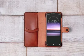 Xperia 1 Leather Phone Wallet | Chestnut