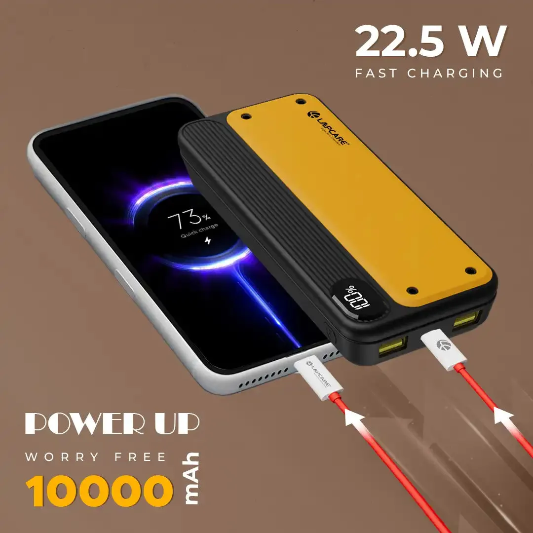 YELO 10000 mAh Portable Power Bank With Type C & 2 USB Ports (LPB-522)